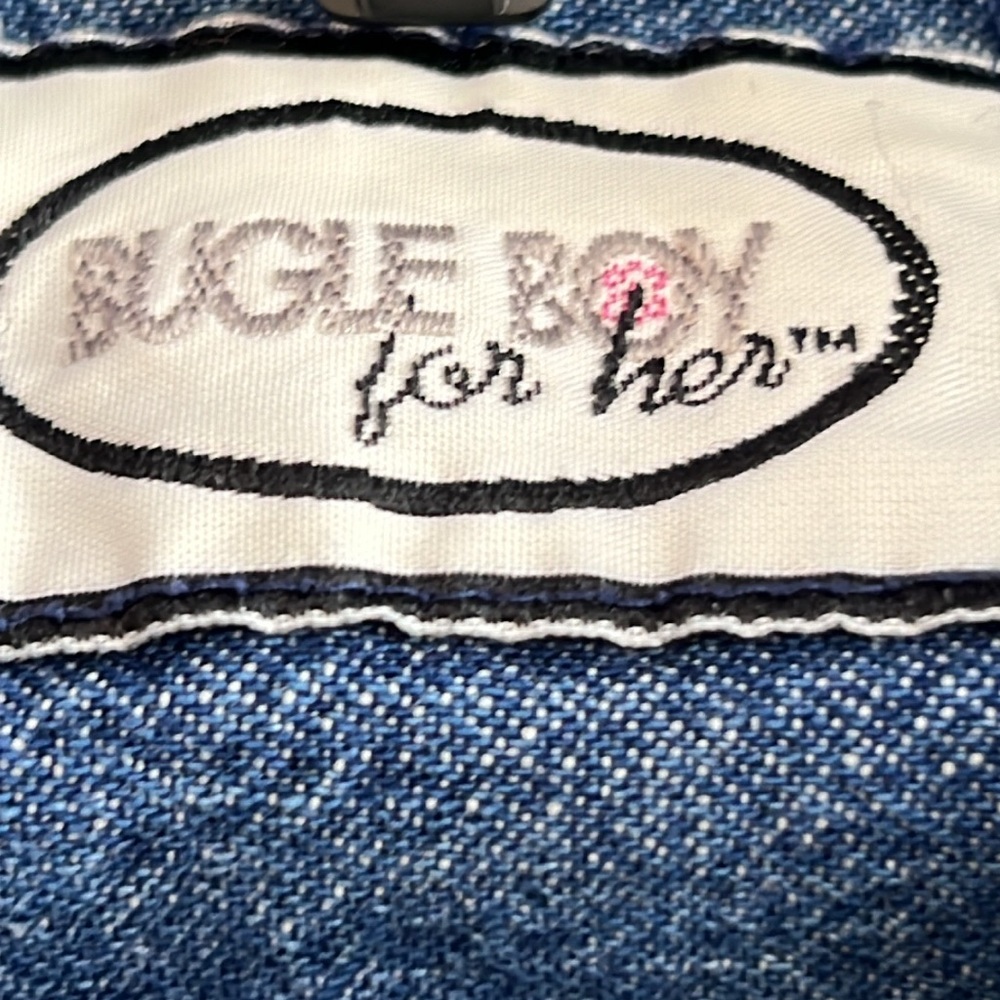 🌞 Bugle Boy For Her Vintage 90s short sleeve button up blue denim shirt M - Picture 5 of 16